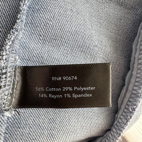 Boston Proper Medium Denim Blue Jean Jacket Floral Embroidered Cotton Stretch - Picture 7 of 7